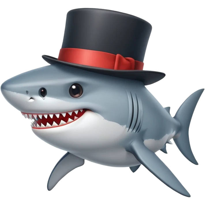 Shark with a top hat emoji