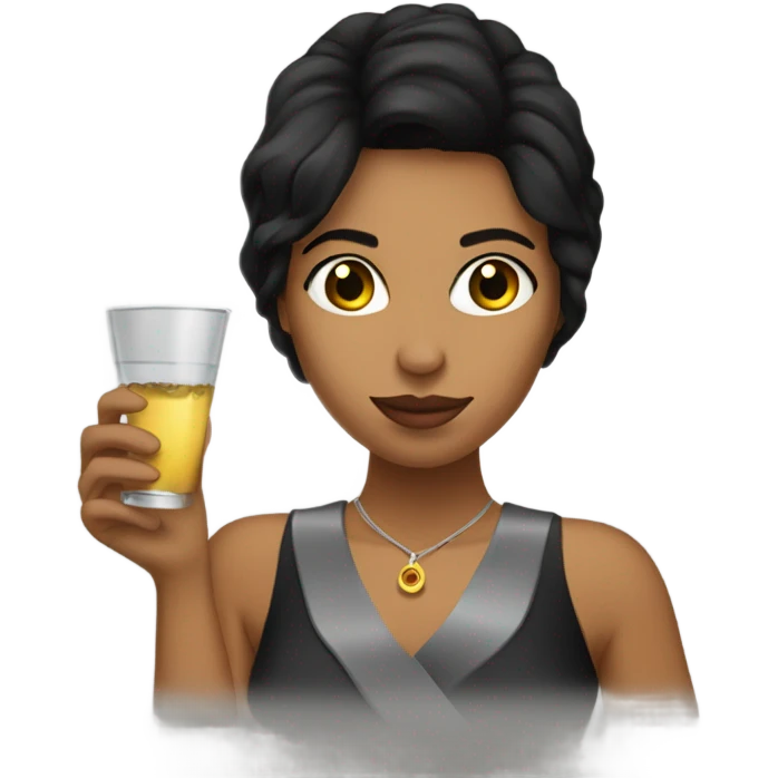 Women with dark hair drinking a shot of tequila  emoji