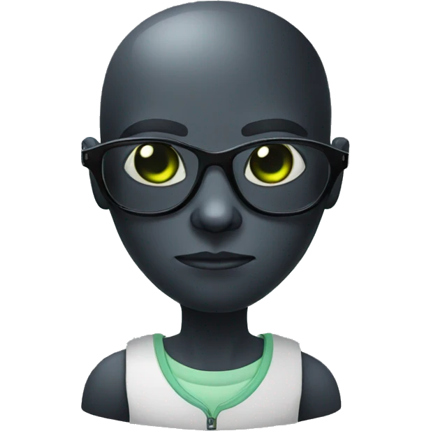 black alien with perscription glasses emoji
