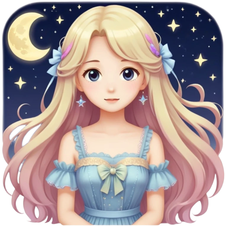 Pastel warm-colored romantic vintage gorgeous beautiful lush sensual sweet cute anime sparkly Moonlight date emoji