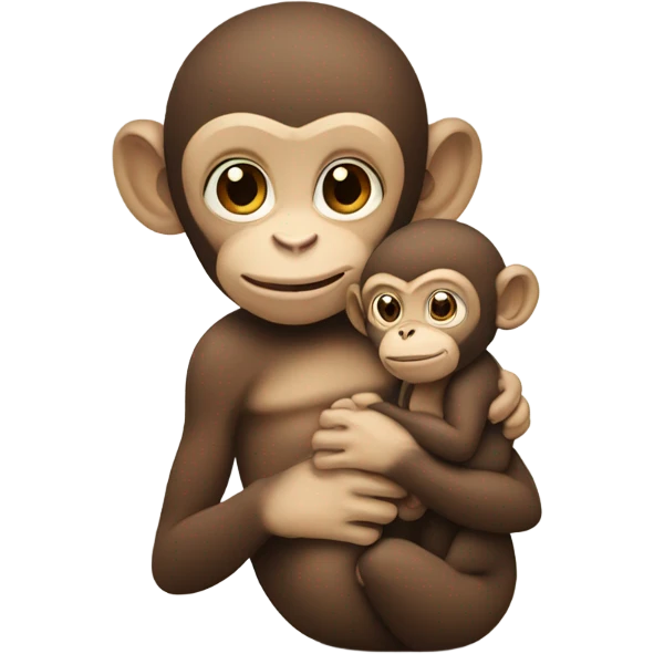 Monkey holding a human big white baby  emoji
