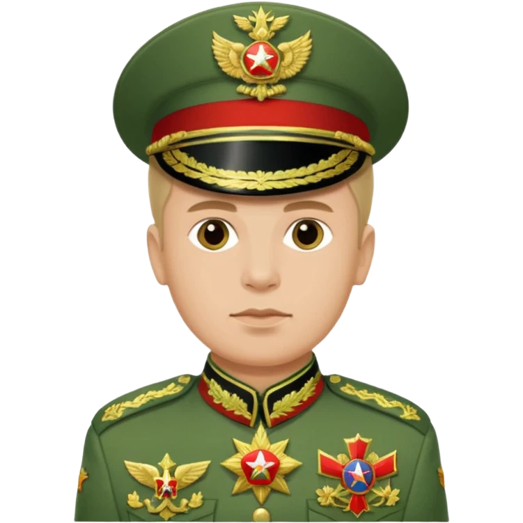Generate a photorealistic Russian general in a green general's uniform. maximum quality and realism emoji