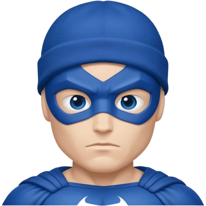 blue super hero with bannie emoji