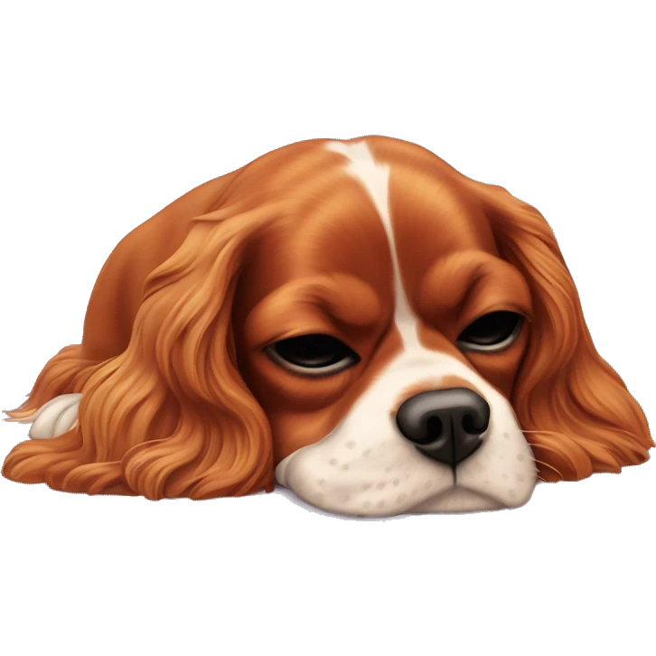 Cavalier King Charles spaniel sleeping on back emoji