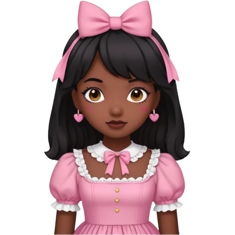 Pink dark skin Lolita with black hair emoji