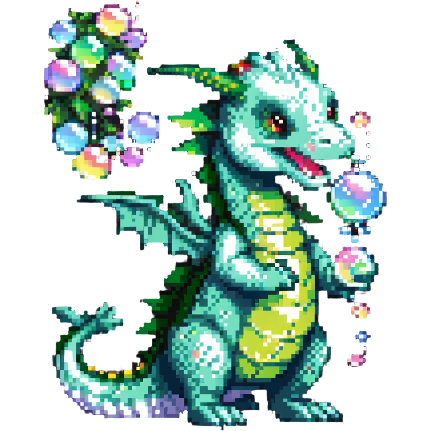 cute green dragon blowing bubbles emoji