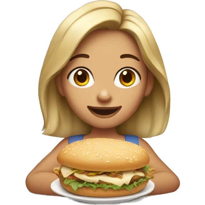 realistic girl enjoying food emoji
