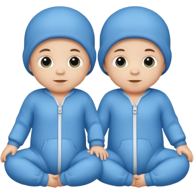 Twin baby boys with blue onesies on emoji