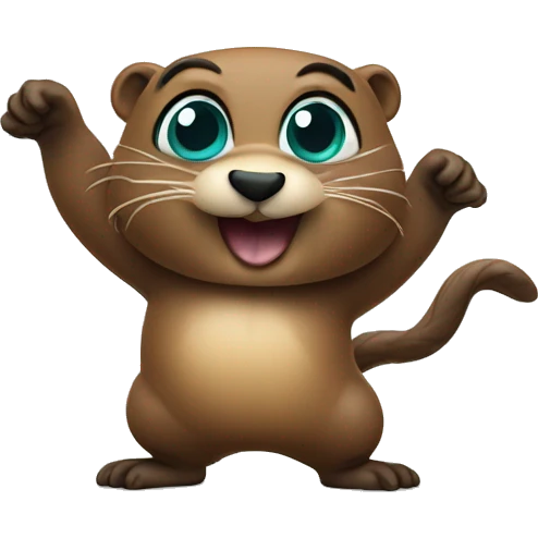 dancing cute beaver with big eyes and very big teal emoji