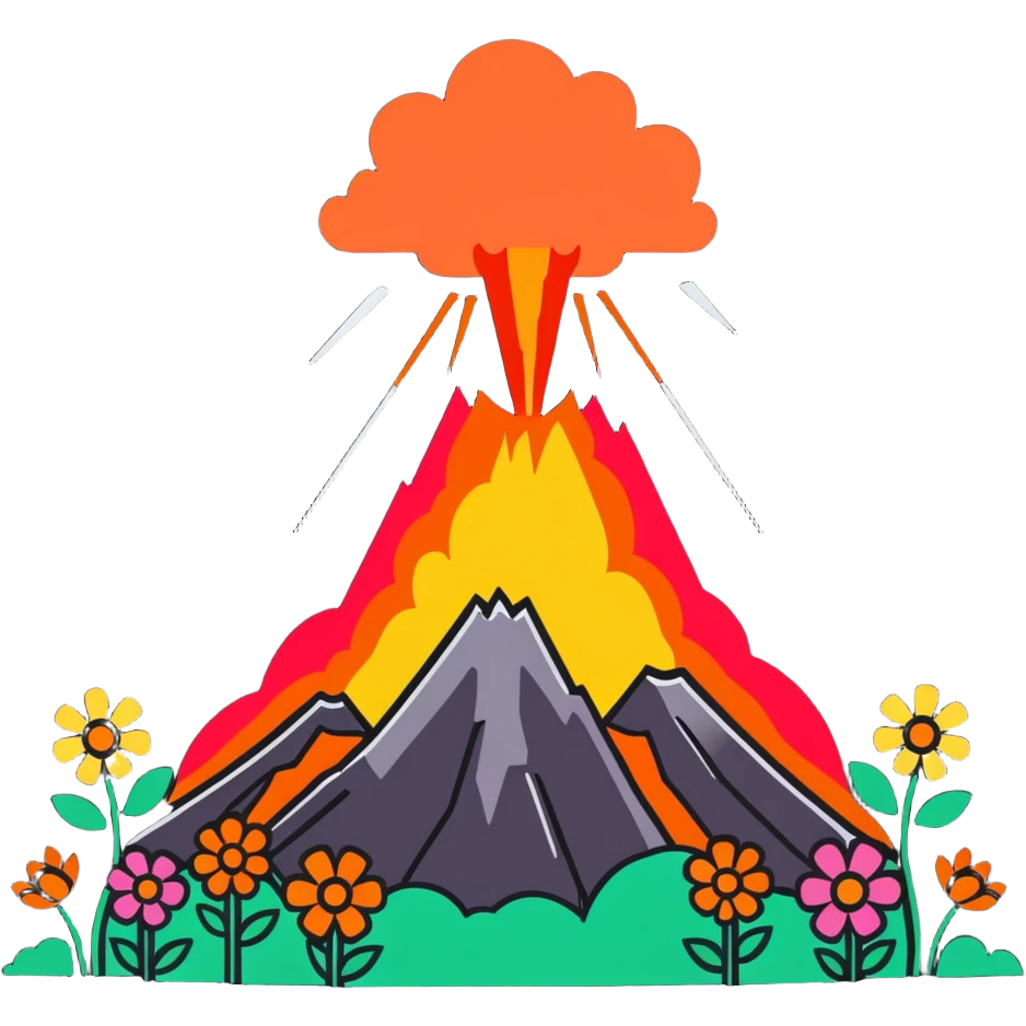 Fkowers coming out of volcano emoji