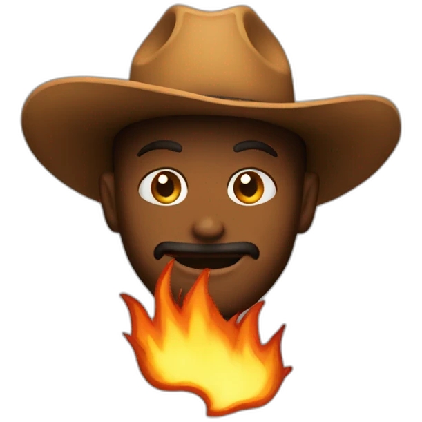 cowboy with a hat made out of fire emoji