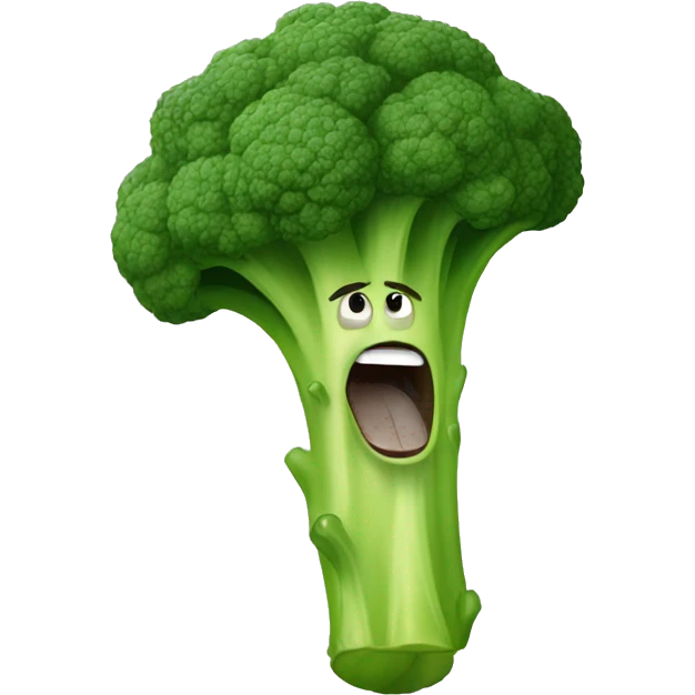 A screaming broccoli emoji