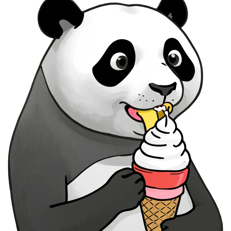 Panda eating ice cream emoji