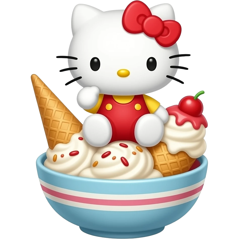 Cute hello kitty old on ice cream emoji