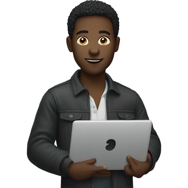 a black person holding a laptop emoji