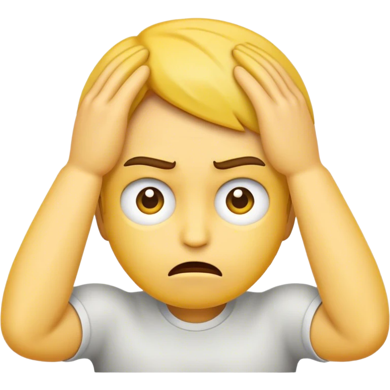 An emoji that is annoywd and has its hands on its head emoji
