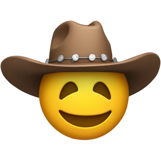 A 3D smiley face with a 3D cowboy hat on top of its head  emoji