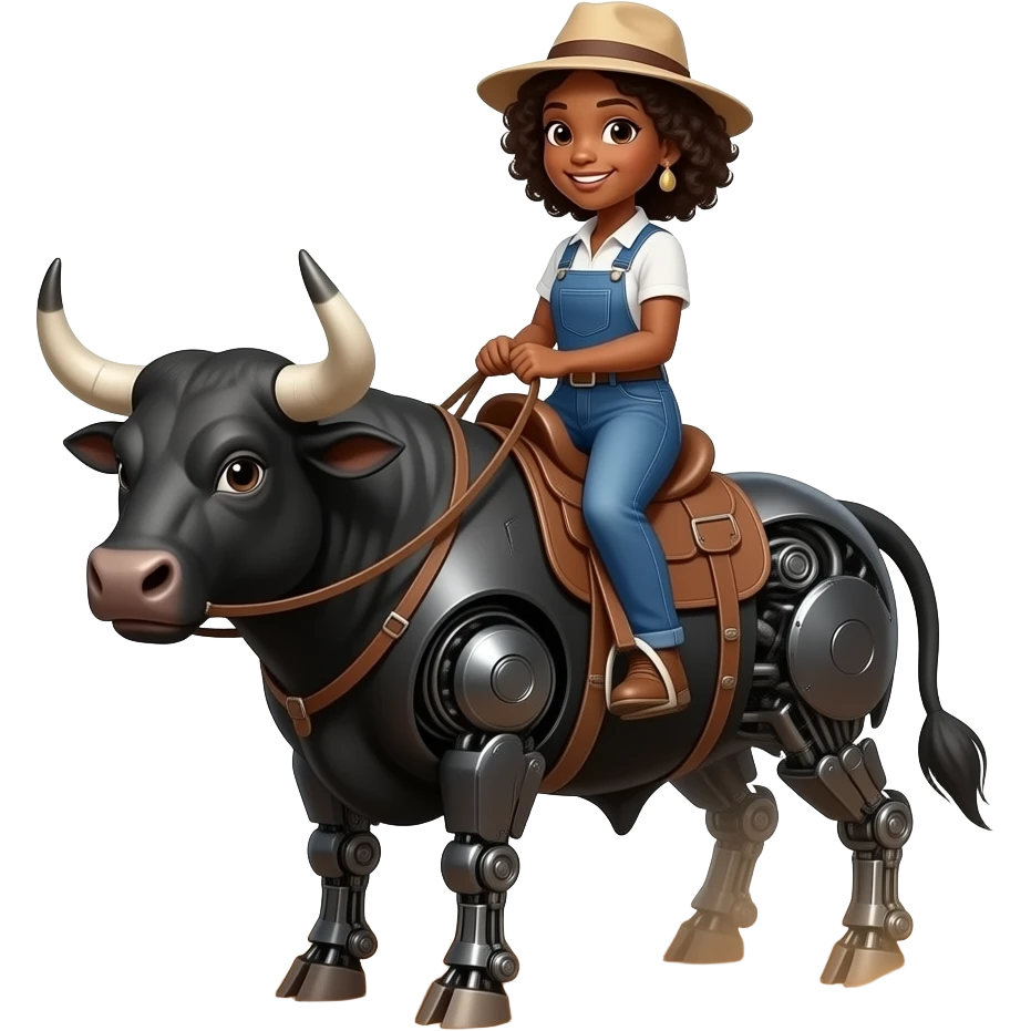 Black girl riding mechanical bull emoji