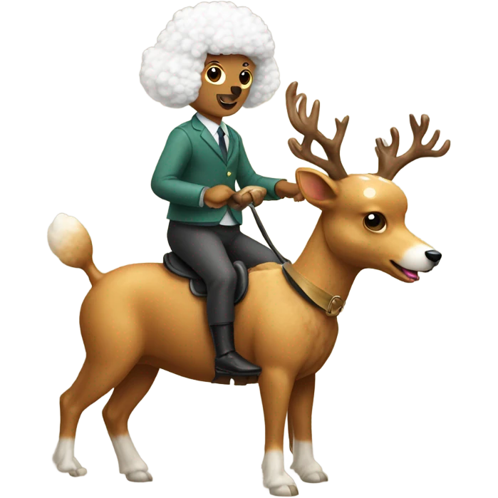 Poodle riding a deer  emoji