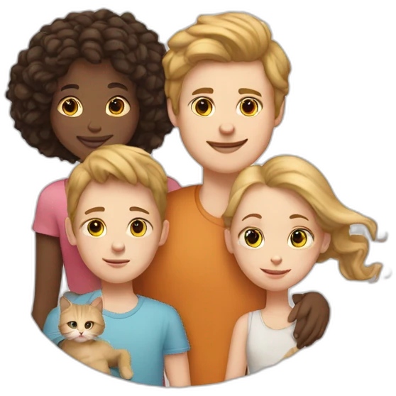family of white boy white girl and cat emoji