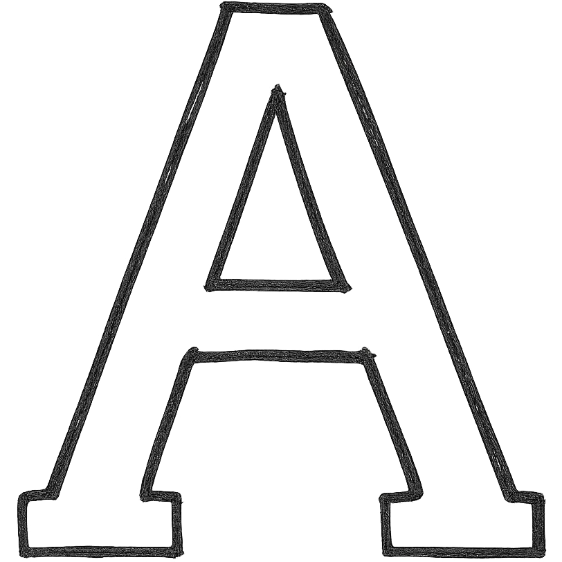 letter A, hand-drawn outlined icon, sketchy and playful, no fill emoji