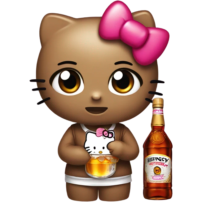 Hello kitty crying with tears holding Hennessy😭  emoji