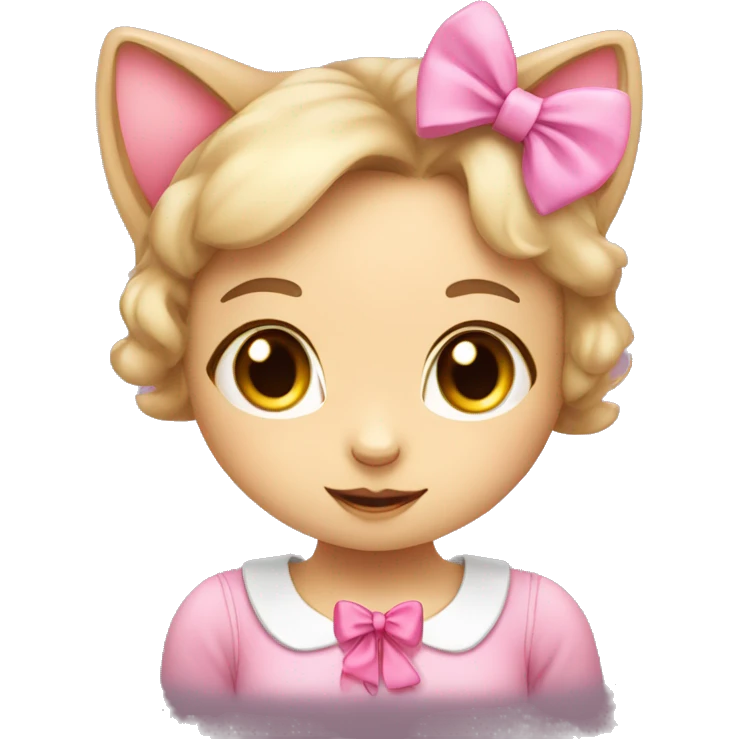 Cute Cat Girl with Pink Bow emoji