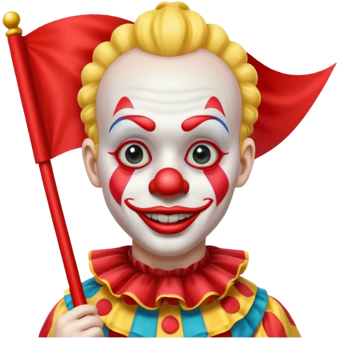 Clown holding red flag emoji