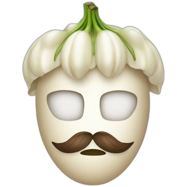 neva masquarade with garlic bulb on head emoji