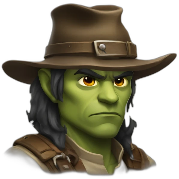 Half-orc ranger wearing fedora  emoji