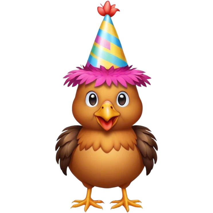 Chicken wearing party hat emoji