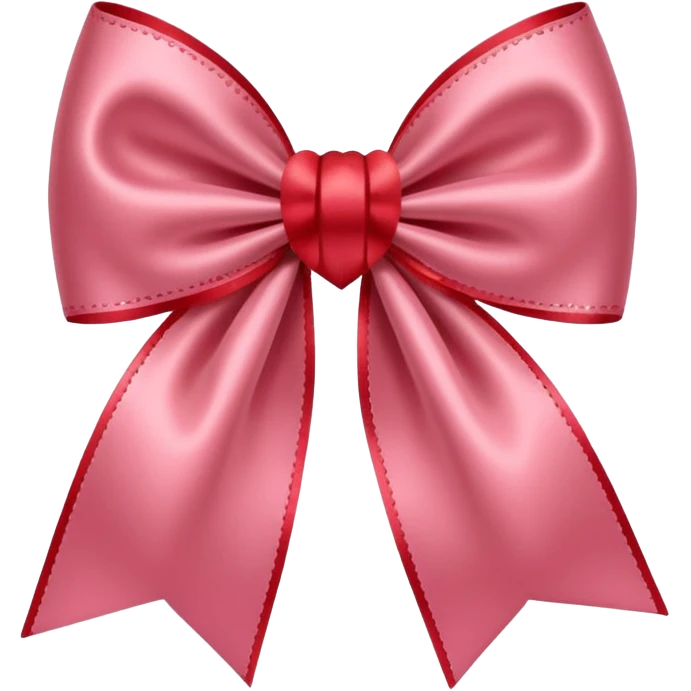 Red coquette bow with a heart in the middle, delicate and feminine, soft pink tones, elegant details emoji
