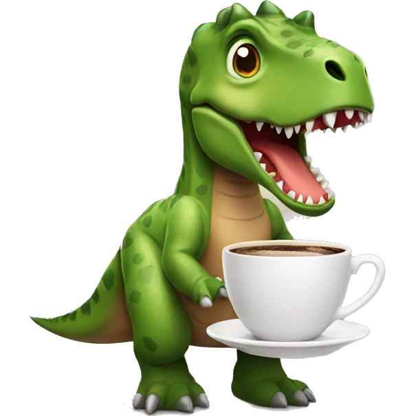 Dinosaur with coffee emoji