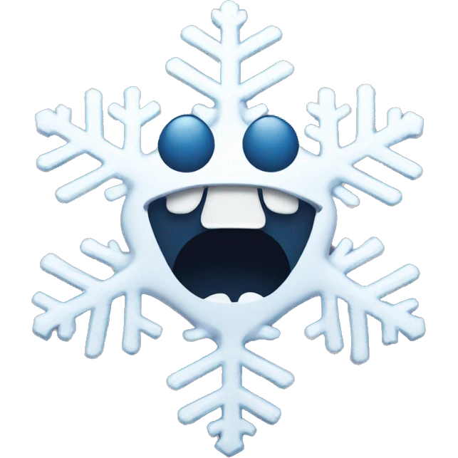 Snowflake, sticking out tongue emoji