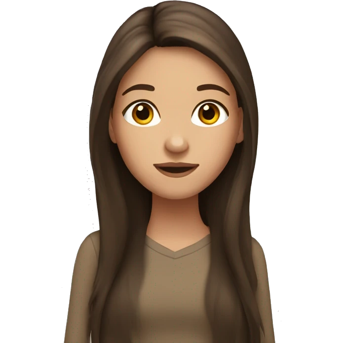 teenage girl with long brown hair and brown eyes emoji