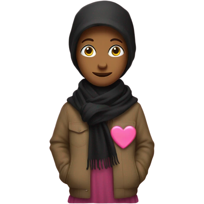 woodstock wearing a black scarf with pink heart print on the scarf emoji
