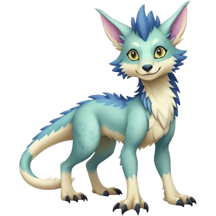 Feral Rare Fantasy cute pastel Vernid-Sergal-animal-creature-hybrid by LiLaiRa, markings, tufted ears, full body emoji