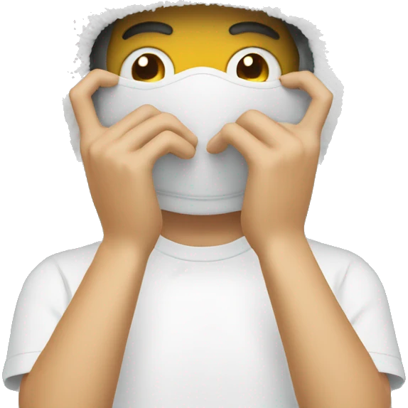 hands pulling ski mask over face emoji