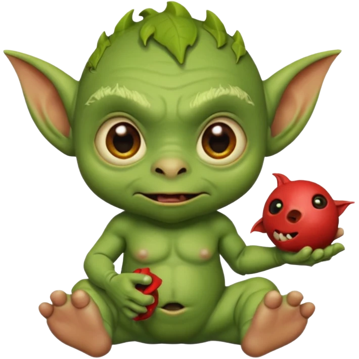 Goblin small baby  with toy  emoji