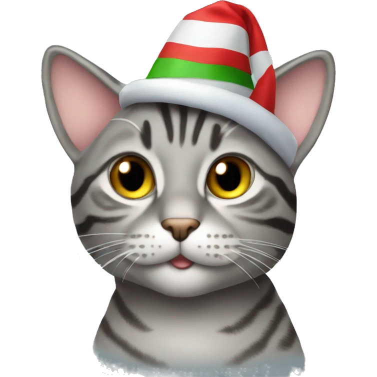 gray tabby cat in a New Year's hat emoji
