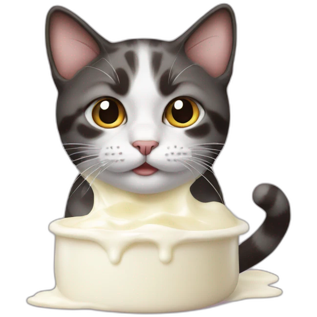 Cat covered of milk emoji