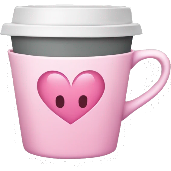 pink coffee cup with grey heart  emoji