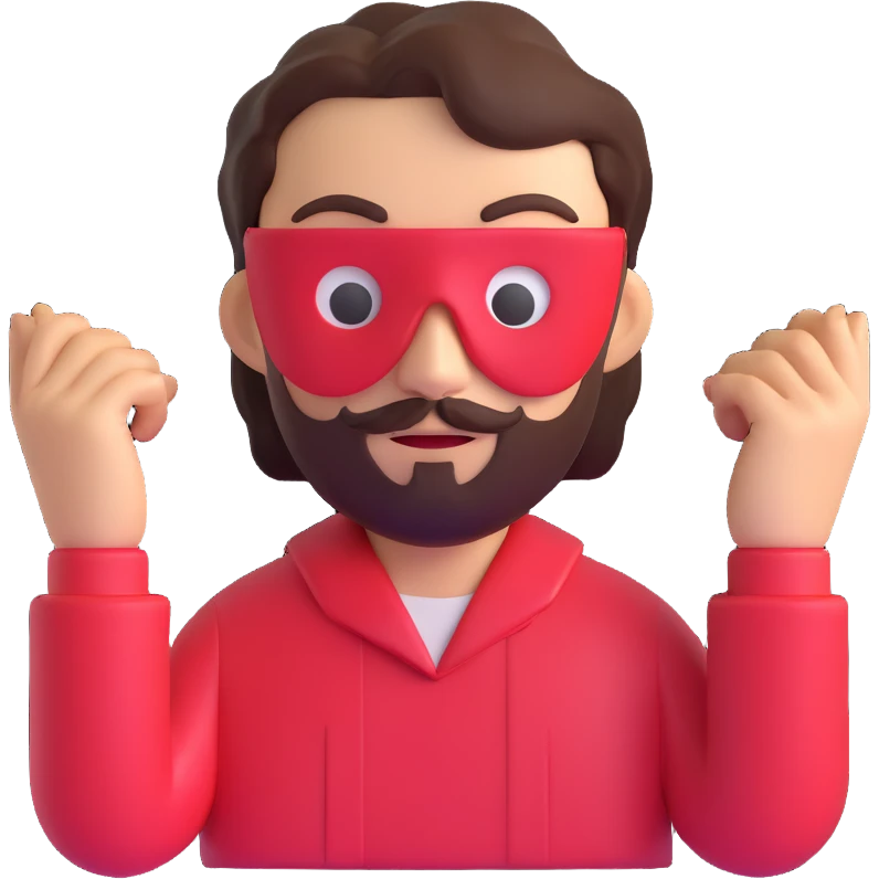 a man with a La Casa de Papel mask, 3D emoji style emoji
