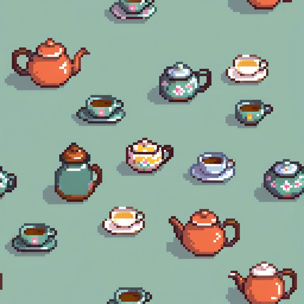 Traditional Chinese tea ceremony with teapot, cups, and person serving tea emoji