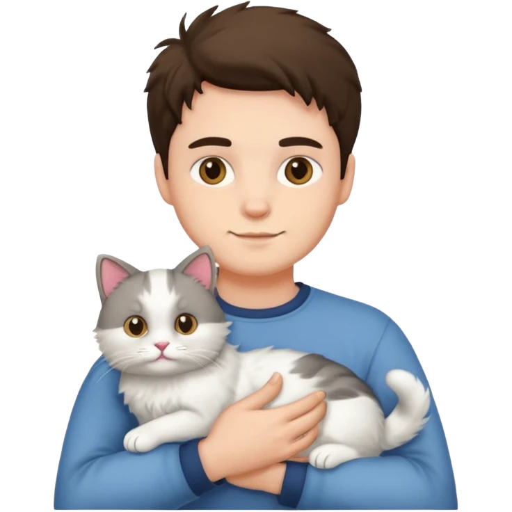 a guy holding a cat emoji