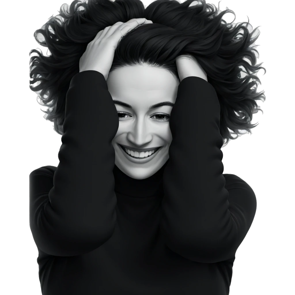 smiling girl in monochrome emoji