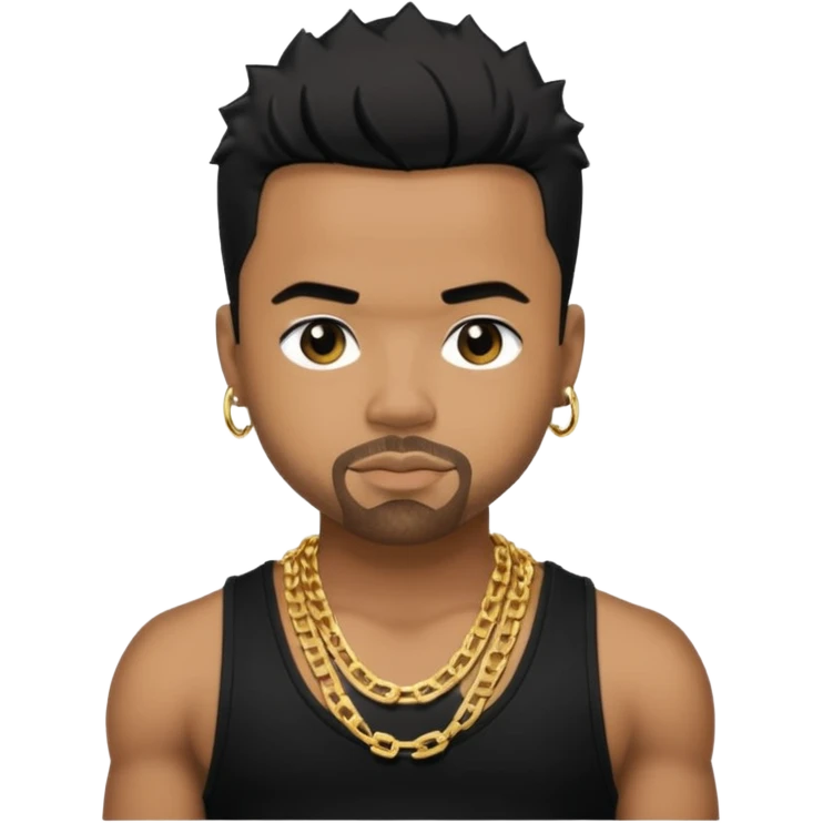 Raz B medium dark skin, black hair, black tank top with necklace emoji