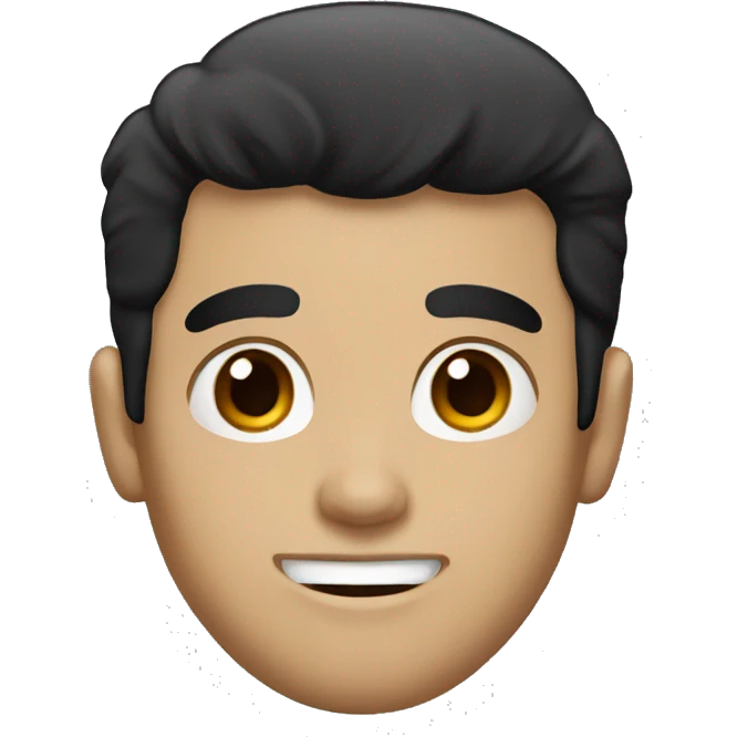 Short white guy with black hair brown eyes emoji