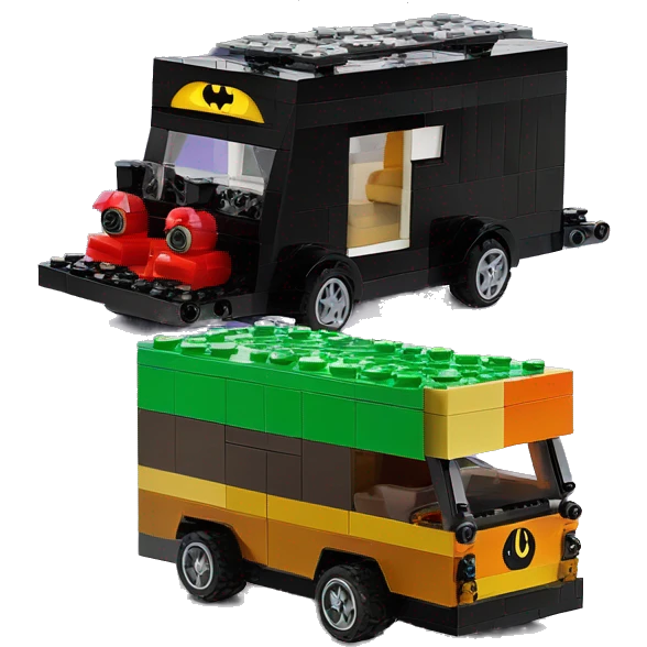 Lego Batman and Scooby and Darth Vader 1790 horseless motorized caravan  emoji