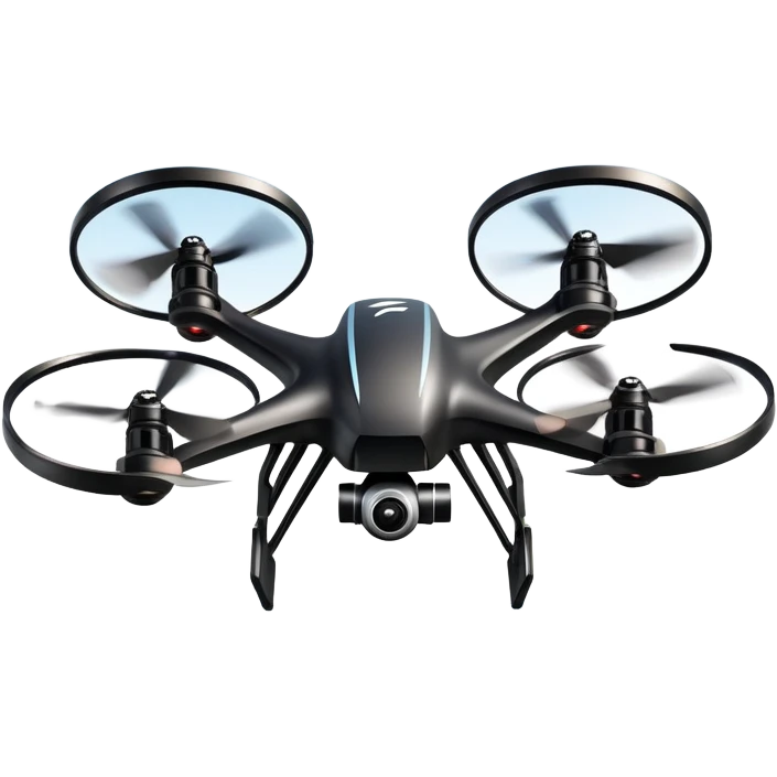 An icon showing a racing quadcopter drone in the foreground, flying at high speed through a course filled with obstacles and checkpoints. Other drones zoom in the background over a dynamic landscape. Transparent background highlights the thrill and precision of drone racing. emoji